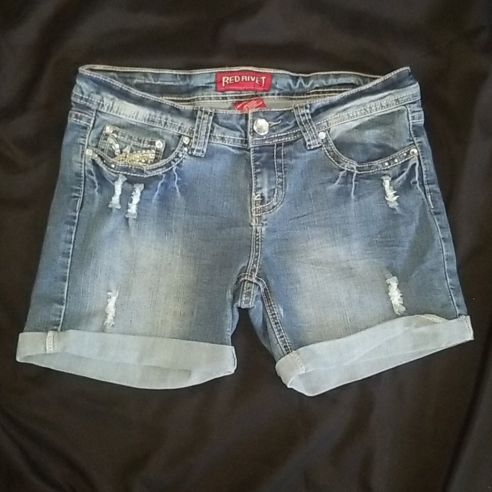 Jean Shorts with Rhinestones